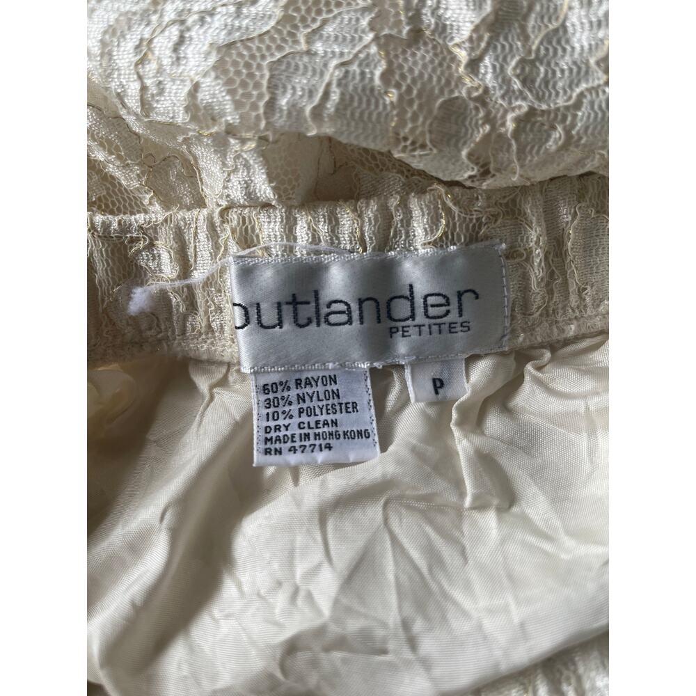 Vintage 90s Lace Skirt Knee Length White Gold Size Small - Picture 6 of 6